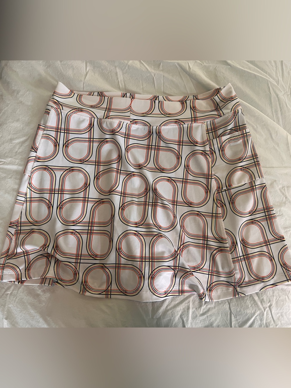 Retro Geometric Print Women's Running Skirt with built in shorts